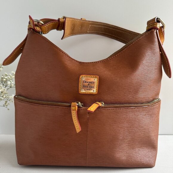 Dooney & Bourke Caramel Dillen Leather Hobo Bag - Picture 1 of 16